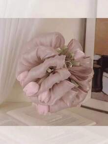 1个精美粉色郁金香花朵发爪夹，2026新款蓬松发髻盘发配饰 - 彩色 - 查看 4