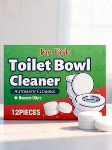 JUE FISH Automatische Toilettenreiniger-Tabletten, langanhaltender frischer blauer Spülkastenreiniger, keine Schrubben Tiefenreinigung, entfernt Urinflecken und Kalkablagerungen, 12 Stücke - Mehrere Formen - Übersicht 4