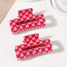 1pc Women's Elegant Pink Heart-Shaped Hair Clip - Non-Slip, Strong Grip, Heart-Shaped Accessory, Hair Claw - Multicolor - View 5