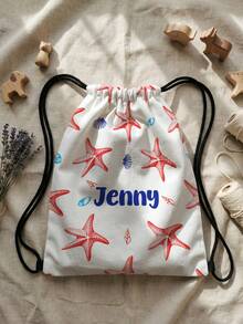 1pc Customizable Name Drawstring Backpack With Bow Pattern, Can Be Customized Based On Your Unique Design, Perfect For Boys, Girls, Teenagers, Print Your Own Name Or Print Your Sister's And Classmates' Names As Gifts To Give To Others - Multicolor - View 6