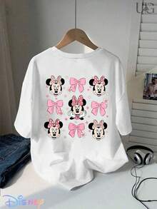 Maglietta 100% cotone con licenza ufficiale Disney, maglietta a maniche corte unisex, La Mickey & Co. offre magliette con raffigurazioni di Topolino e dei suoi amici. Questa maglietta a maniche corte con licenza ufficiale Disney, con stampa a fiocco di Minnie su entrambi i lati, è perfetta per l'uso quotidiano in primavera ed estate ed è quindi un'opzione regalo ideale. - Bianco - Visualizzare 2