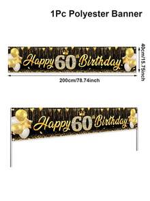 18岁、40岁、50岁、60岁生日快乐横幅，黑金年龄旗帜背景，适用于18至60岁生日派对用品、生日派对装饰、背景装饰横幅、派对背景装饰、摄影道具 - 黑金 - 查看 13