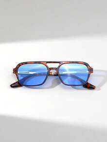 1 Pair Unisex Small Frame Glasses, Retro Metal Temples, High-End Fashionable Quality Eyewear - Multicolor - View 5