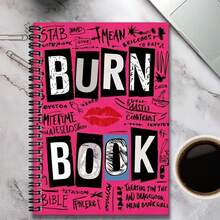 1本時尚個性化塗鴉螺旋筆記本，封面顯眼印有「BURN BOOK」文字與紅唇圖案，質感極佳。適用於工作記錄、學習筆記、日記書寫及其他場景，是畢業、生日等場合的理想禮物。適用於日常規劃與備忘。 - A - 查看 7