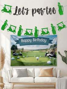 Golf Party Banner, Glitter Golf Birthday Decoration, Golf Cart And Golf Bag Garland Suitable For Men's Birthday, Father's Day, Retirement Party, Golf Theme Party Supplies, Golf Theme Baby Shower Decoration - View 1
