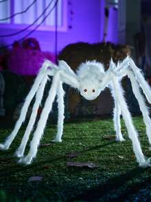 1pc-90cm/60cm/30cm Halloween White Spider Decoration, Large Realistic Spider With Scary Red Eyes, Outdoor Halloween Decoration Giant Spider, Halloween Decoration, Halloween Party Supplies, Creepy Halloween Party Decor, Scary Large Spider Prop, Suitable For Yard, Lawn, Indoor Party Decor, Spider Web, Garden, Trees, Party And Haunted House Decoration - Multicolor - View 7