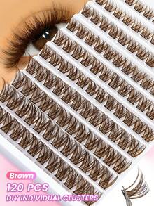 MAANGE 120pcs Brown Cluster Eyelashes, Soft & Charming Fluffy Effect, Multi-Length Cluster, Suitable For Beginners Eye Makeup, Cluster Lashes, Individual Lashes, False Eyelashes - D - View 13