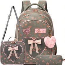 3pcs/Set Girls Floral Print Backpack, Includes Crossbody Bag And Water Bottle Holder, Lightweight Student School Bag Set - Girls' Schoolbag - View 16