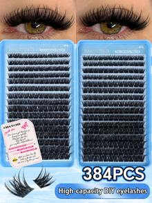 320/384/448pcs D Curl Large Capacity Individual Eyelashes,Gift For Mom,Cluster Eyelash Extensions,Soft And Natural Look,Long Lasting False Eyelashes,Lightweight Reusable Wispy Eyelashes Set Suit For Daily,Wedding,Night Party, Bridal,Cosplay Makeup. - D - View 14
