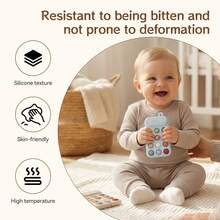 Baby Silicone Phone Teether, Dopamine Colorful Series, Multiple Colors To Attract Baby's Attention, Chewable, Relieve Teething Discomfort, Multi-Functional Press And Stress Relief Toy - Multicolor - View 4