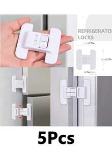 Bộ 2/5 chốt cửa tủ lạnh, bộ đóng cửa tự động, không cần khoan, khóa an toàn cho trẻ em, bộ đóng cửa tủ lạnh, thích hợp cho phòng tắm, tủ bếp. - Nhiều màu - Xem 10