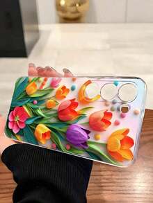 1 Piece Soft Phone Case With Fashionable Tulip Flower Design, Compatible With Huawei, Honor, Galaxy, 12T, 13T - 透明 5 - 查看 3