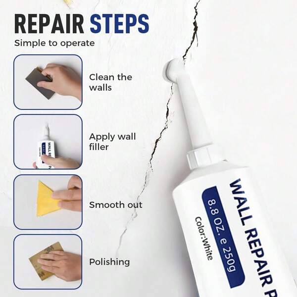 Easy Use Wall Defect Mending Compound, White Surface Repair Paste, Home Wall Crack And Hollow Repair Material