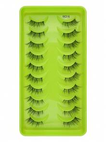 10 Pairs Thin Strip Semi-Transparent Stem Cross False Eyelashes, Create Spiky Curly Makeup Effect, Suitable For Girls Daily And Festival Occasions - Half Eyelashes - View 6