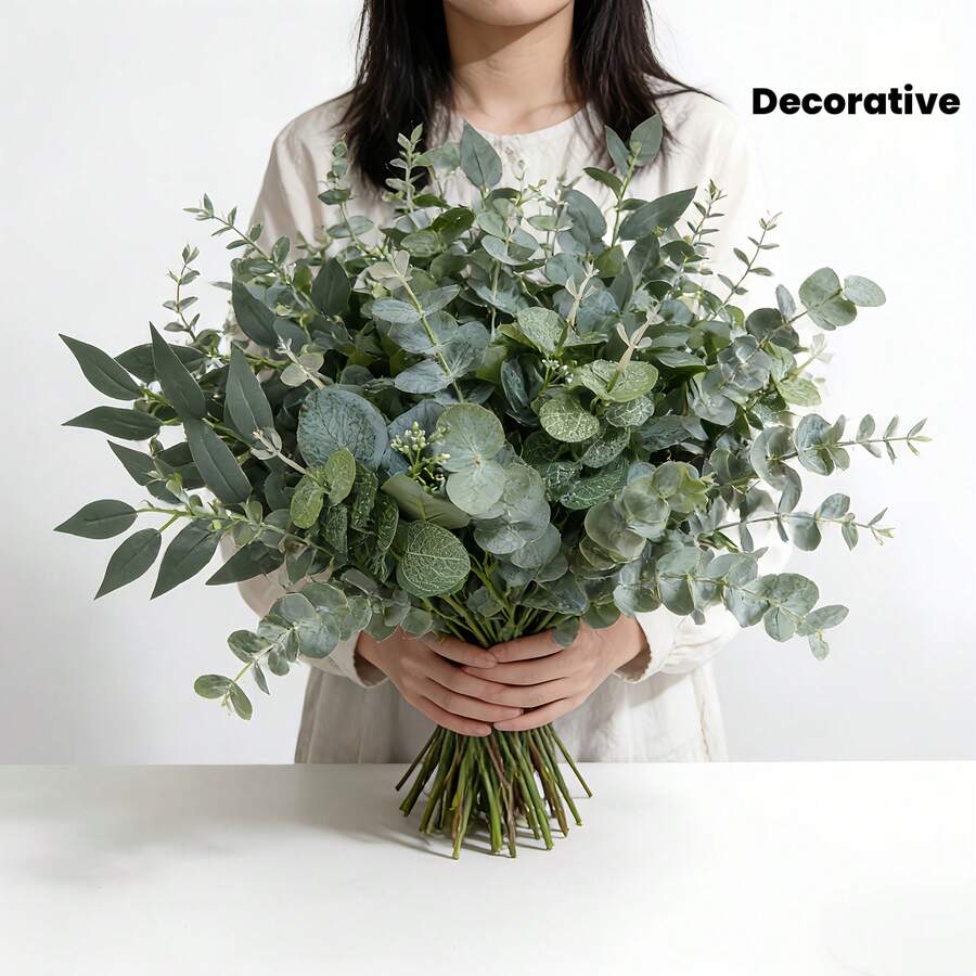20pcs 4 Types Artificial Mixed Eucalyptus Leaves - Suitable For Indoor And Outdoor Display - Can Be Used For Wedding Decoration, Floral Arrangement And Other Daily Decor Scenes