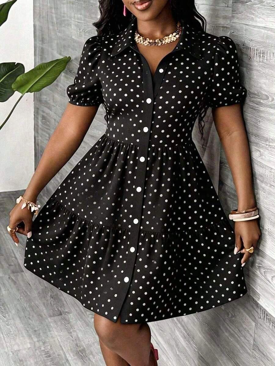 Nuevo camisa de mujer para vacaciones de primavera/verano, camisa minimalista casual de dama, con mangas abullonadas, línea A, bohemio, vesti - Multicolor - Ver 1
