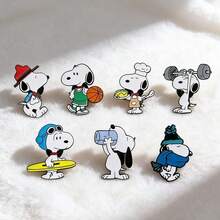 SNOOPY 1/7 件組 動漫卡通胸針套組 可愛新款狗狗琺瑯別針 衣物背包飾品金屬徽章配件禮物 - 均碼 - 查看 5