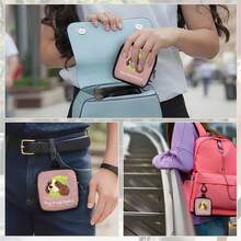 1pc Cute Dog Print Dog Treat Bag, Portable With Hook And Zipper, Dog Training Pouch, Dog Carry Snack Bag, Pet Snack Container Suitable For Taking Dogs Outdoor And Camping - Multicolor - View 4