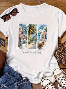 Camiseta de mujer para primavera y verano - Blanco - Ver 3