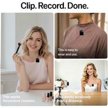 Professional Wireless Lavalier Microphone, Compatible With Smart Devices, Ultra-Mini Portable Clip-On Noise Canceling Microphone, Plug And Play Wireless Audio Device, Suitable For Interviews, Podcast Recording, Live Streaming, Vlog (160mAh Rechargeable Battery) - View 4