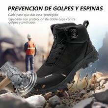 Botas industriales hombre, botas damas con casquillo,tenis industriales para mujer, botas tacticas impermeables, puntera de acero, planta de Kevlar, suela multifuncional, antideslizantes y resistentes a los pinchazos. Adecuadas para trabajadores de la construcción, personal de almacén, entornos de trabajo y actividades al aire libre. - Negro - Ver 3