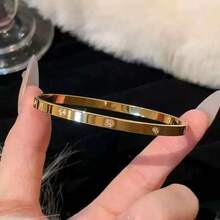 1 pieza Pulsera de acero inoxidable con diamantes de imitación de triple hilera que no se decoloran, diseño exclusivo, elegante y versátil con un toque de lujo. - Tres filas de pulseras estrelladas - Ver 10