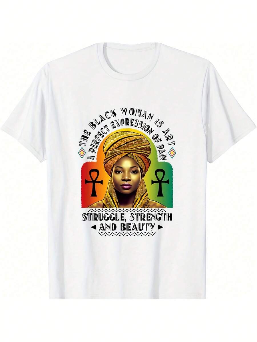 Women's Pure Cotton Crew Neck T-Shirts With Unique Prints Are Comfortable And Breathable, Have A Casual And Sporty Style, And Are Essential In Summer. - 白色 - 查看 1