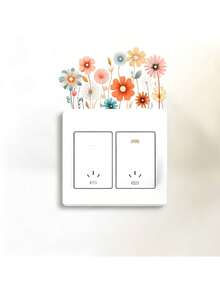 Bohemian Soft Wildflower Socket Switch Wall Sticker, Self-Adhesive Removable Decorative Sticker, High-Quality UV Printed, Suitable For Switch Socket, Living Room, Bedroom, Glass, Cabinet Door, Refrigerator Decoration - Bohemia - View 1