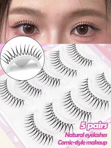 MAANGE 5/10 Cílios Postiços Naturais, Boa Respirabilidade, Cílios Pretos em Formato de U, Mesmo Estilo dos Grupos de Garotas Japonesas e Coreanas, Cílios Postiços Naturais Curtos, Cílios Postiços Finos e Longos de 11mm, Raiz Transparente, Cílios Postiços de Energia Dinâmica - Multicolorido - Visão 3