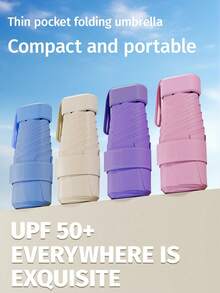 1 Peça Guarda-chuva Compacto 6 Dobras, Uso Duplo à Prova de Chuva & Sol, Guarda-sol de Bolso Ultraleve para Mulheres e Homens, Guarda-chuva Dobrável Mini para Viagem, Praia, Férias e Uso Externo, Escolhas de Primavera e Verão, Presente para Madrinha, Dia das Mães, Formatura, Essenciais de Viagem, Fofo - Multicolorido - Visão 1