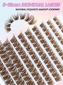MAANGE 120pcs Brown Cluster Eyelashes, Soft & Charming Fluffy Effect, Multi-Length Cluster, Suitable For Beginners Eye Makeup, Cluster Lashes, Individual Lashes, False Eyelashes - D - View 11