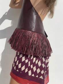 Womens Western Cowgirl Fringe Top Country Concert Outfits Festival Tassel Hem Boho Rodeo Camisole Rave Tank Shirt - Dark Brown - View 7