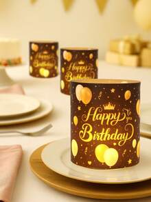 6/12件組生日快樂燈罩裝飾，桌上擺飾，生日桌飾，生日裝飾，派對背景裝飾，燭台，生日派對裝飾，家居裝飾，派對伴手禮，派對用品（不含燈光與蠟燭） - 生日快樂 - 查看 5