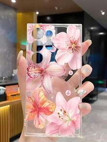 1 Piece Soft Phone Case With White Lily Flower And Butterfly, Compatible With Huawei Honor, , Galaxy A04e/12/A13/A14/A34/A50/A52/A53/A54/S21/S22/S23/S24/S25/S25Ultra, 6A/7A/8A, 12T/13T, International Version, Not Domestic Version, Spring Gift - 透明 9 - 查看 5