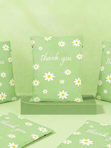 1/16 Large Green Daisy Print "Thank You" Waterproof Self-Sealing Mailing Bags, Tear-Resistant Shipping Envelopes, Suitable For Clothing, Small Business Durable Packaging, Wedding Gifts, Party Favors, Mother's Day Gifts - A - View 4