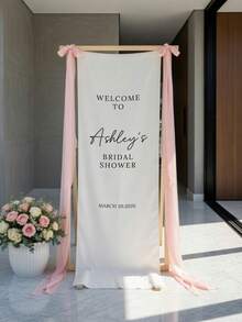 Customized Wedding Welcome Sign, Personalized Fabric Welcome Banner For Modern Bridal Shower, Boho Wedding Decor, Minimalist Fabric Sign, Hanging Wedding Signage - Multicolor - View 10
