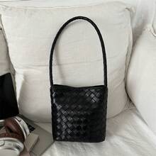Bolso de mano moderno y versátil para mujer, estilo casual elegante con un toque de alta gama, bolso de hombro estiloso ideal para ir de compras, bolso de hombro tejido de estilo coreano a la moda, novedad de verano 2026, de gran capacidad para el trabajo y los desplazamientos diarios para mujeres. - Plateado - Ver 6