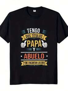 Tengo dos títulos: Papá y Abuelo. Camiseta retro divertida con un dicho en español. Regalo para papá. Camiseta casual de algodón. Conjuntos. - Blanco - Ver 1