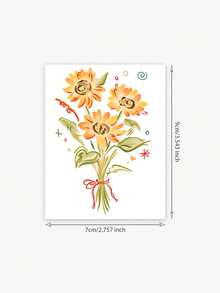 1pc Watercolor Style Sunflower Bouquet Vertical Tattoo Design Temporary Tattoo Sticker - A Realistic Tattoo Design In Watercolor Style, Suitable For Travel, Music Festivals, Games, Graduation Gifts, And It Can Last For 3-5 Days. - Multicolor - View 6