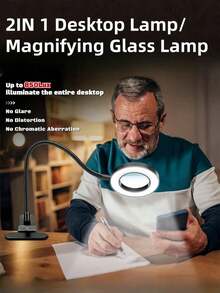 10X Lámpara de aumento con abrazadera, 48 LED Lámpara de escritorio con clip con 3 modos de iluminación y 10 niveles de atenuación, alimentada por USB de 5V, brazo flexible de 360°, adecuada para trabajos de cerca, reparación, lectura, manualidades y uso en oficina - Lámpara de mesa con lupa USB 10x - Ver 4