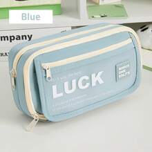 Luck Pencil Bag Pen Case Best Wish Frosted Front Multi Slots Mesh Pocket Storage Pouch For Stationery School - Multicolor - View 14