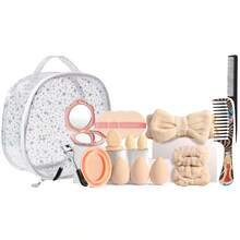 Beige & Rose Gold 44PCS All-In-One Makeup Tools Kit 25 Premium Cosmetic Brushes Beauty Sponges Powder Puffs Mirror Hairband Comb & Starry Pattern Makeup Bag Portable Travel Cosmetic Set - Multicolor - View 15