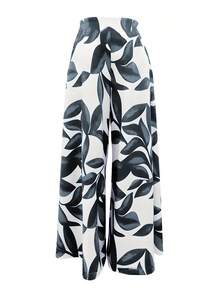 Stylish And Fashionable Printed Wide-Leg Trousers - Graphite Color - View 4