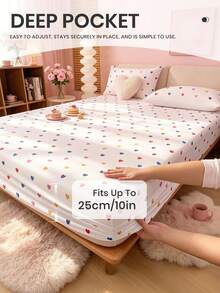 1PC Fitted Sheet Only, Fitted Sheet, Mattress Protector, Bed Cover, Bed Sheet, Wrinkle Free, Breathable And Comfy, For All Size Bed, For School Bedding Dorm, Bedroom Decor, Bedding, Pillow And Pillowcase Not Included, Machine Washable, Oeko-Tex - Multicolor - View 4