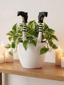 3D Printed Gothic Witch Leg Planter Decoration, Made Of Durable Plastic Material, Suitable For Plant Garden, Lawn, Halloween Atmosphere Decoration, Halloween Party Decoration, Garden Yard Lawn Decoration, Suitable For Halloween Party And Creating Halloween Atmosphere - A - View 6