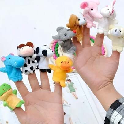 1 pieza/5 piezas, Títere de mano pequeño animal, Títere de dedo de peluche, Muñeco de peluche de juego, Títere de dedo de animal de peluche, Estilo aleatorio.