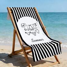 1pc Ultra Soft Line Summer Pattern Beach Towel, Suitable For Beach, Pool Party, Vacation - Beach & Pool Accessories - Style5 - View 7