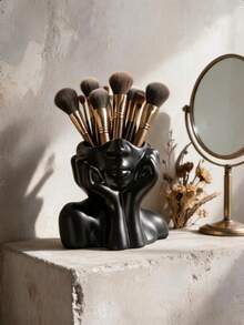 Ceramic-Texture Makeup Brush Holder Luxury Facial Sculpture Organizer Box Fashion Vanity Makeup Brush Rack For Makeup Tool Storage - Multicolor - View 15