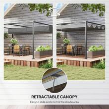Outsunny 13' X 10' Patio Pergola With Retractable Canopy, Outdoor Sun Shelter, Yard Shade, Dark Grey - Dark Grey - View 3