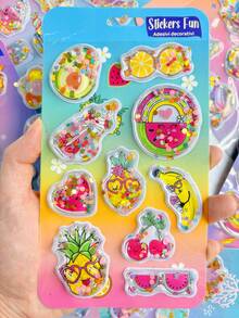 Stickers Fun 3D Shaker Stickers: Glitter-Filled Sweet Treats, Animals & Rainbow Designs For Kids' Crafts - Multicolor - View 7